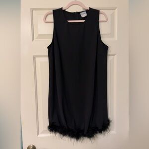 women’s twinset feather detailed black mini dress - arula!